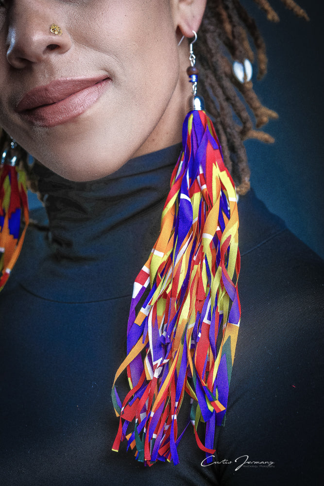 Rainbow Peacock Statement Tassels image 1