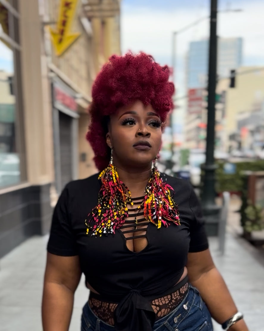 Caribbean Peacock Statement Earrings Tassels