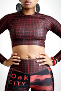 OCL Adinkra Power Black/Red long-sleeve crop top image 0