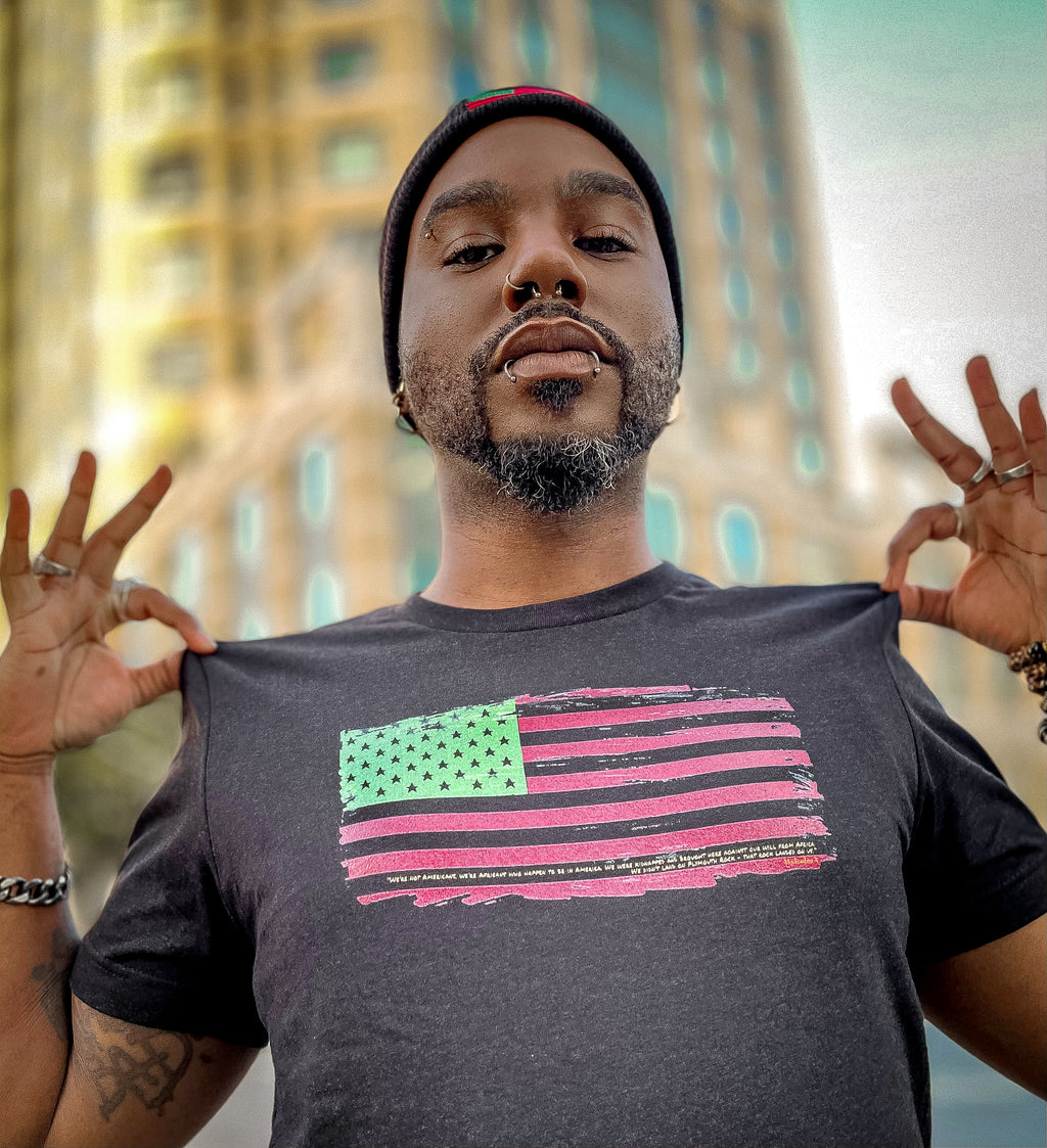 Special Edition Black Brushed AA Flag Unisex T-Shirt image 0