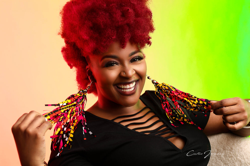 Caribbean Peacock Statement Earrings Tassels