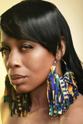 Bleu Kente Mini Statement Earrings Hoops (Blue)