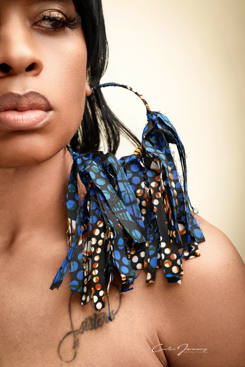 "Lady Blue" Statement Hoops Earrings