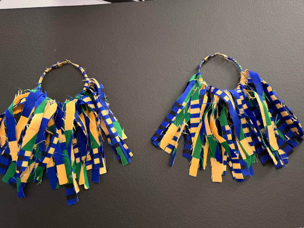 Bleu Kente Mini Statement Earrings Hoops (Blue)
