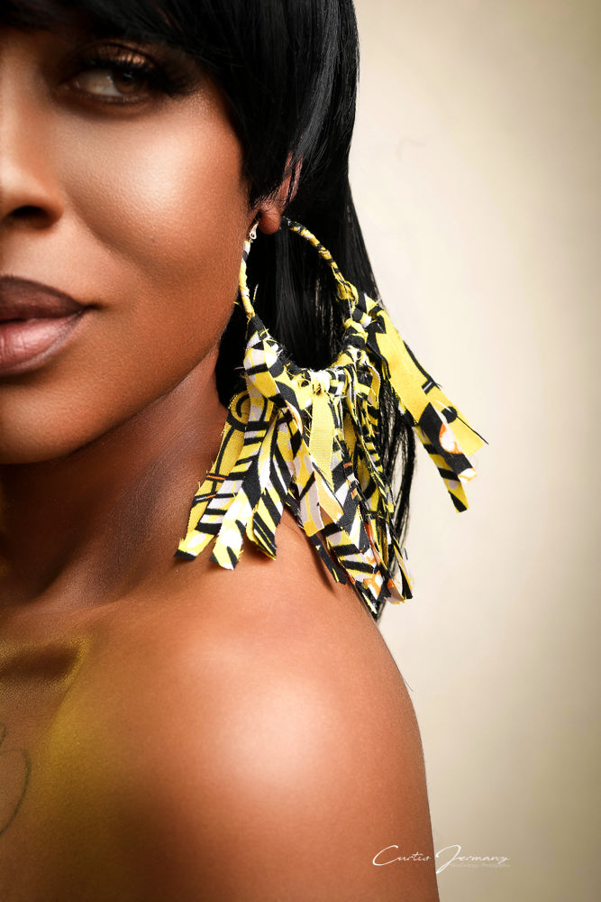 Lemonade Peacock Hoop Earrings