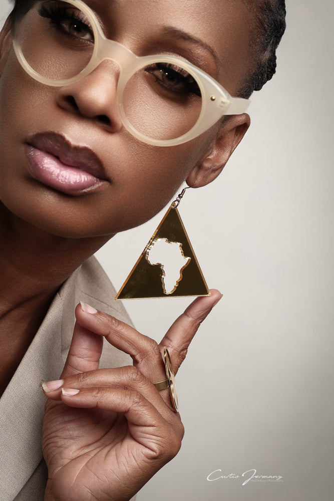 Africa Map Triangle Drop Earrings