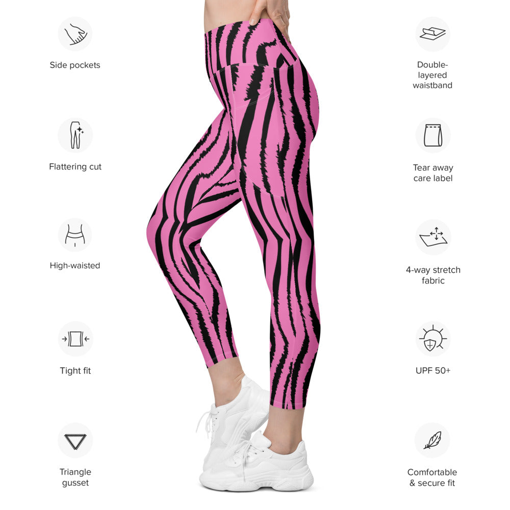 Pink Tiger Leggings with pockets image 3
