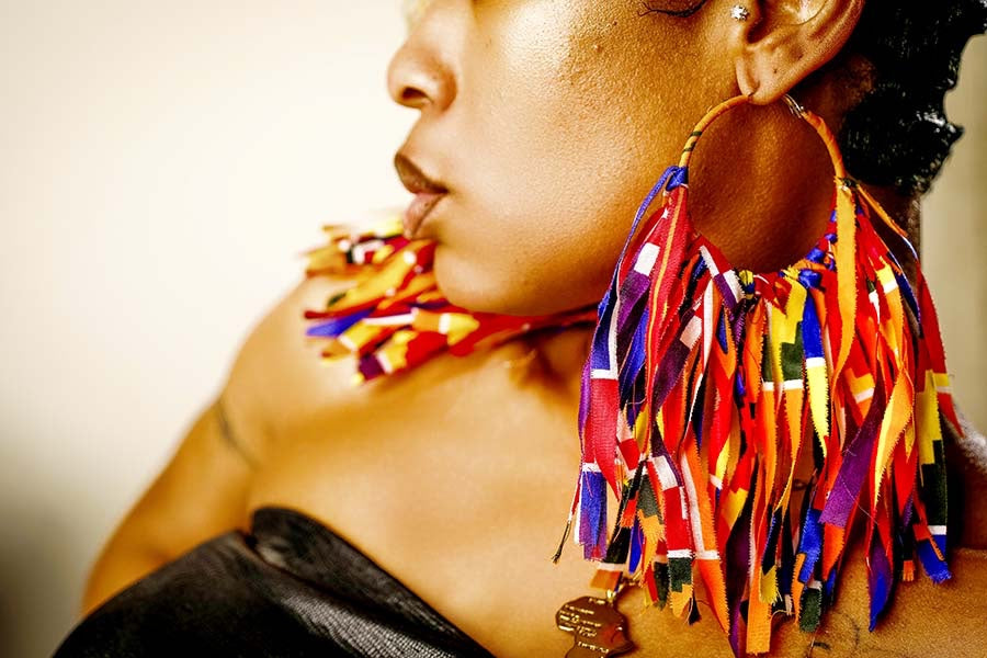 Rainbow Peacock Statement Hoops image 1