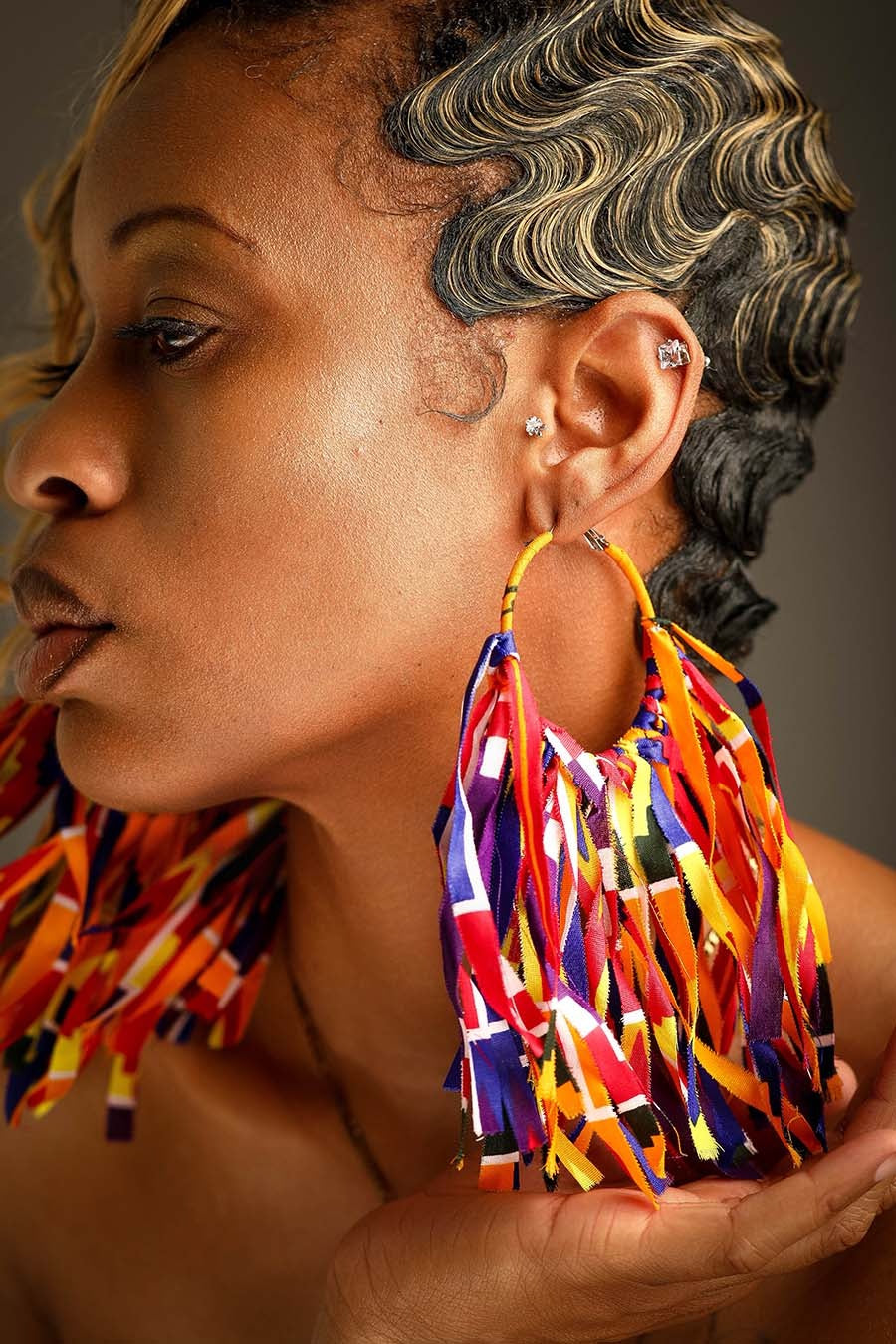 Rainbow Peacock Statement Hoops image 0